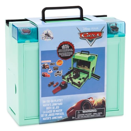 Disney Store Action Toys Pixar Car Play Set - Toolbox Case with Lightning McQueen & Tow Mater Die Cast Cars, Launcher, Junkyard Shack and Accessories - Inspired by Disney Pixar Cars Films & Cars Land