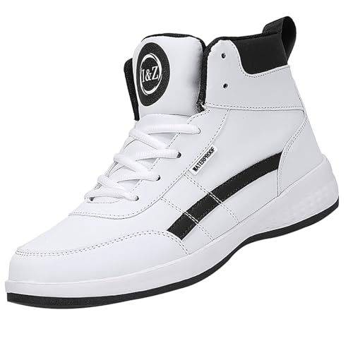 Baskets montantes légères pour homme avec semelle antidérapante - Chaussures décontractées et confortables en cuir - Chaussures de sport de plein air -...