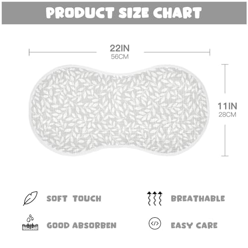Image of Muslin Baby Burp Cloths, Grey and White Leaves Muslin Baby Rags Comfy Soft Absorbent in for Newborn Boys and Girls 4 Piece 22 x 11 Inch