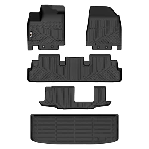 AIPOIL® Floor Mats & Cargo Liner Set for 2022-2025 Nissan Pathfinder 8 Seats & Infiniti QX60 7 Seats All Weather Protection TPE Anti-Slip Automotive Full Set Custom Car Mats Accessories - Black