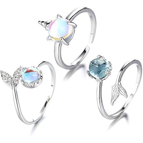 Meerjungfrau Ring, Meerjungfrau Ring Kinder, Party Silber Farbe Ringe, Meerjungfrau Ring Silber Verstellbar, Kinderringe Mädchen, Meerjungfrau Schmuck, Meerjungfrau Halskette Ring Cover
