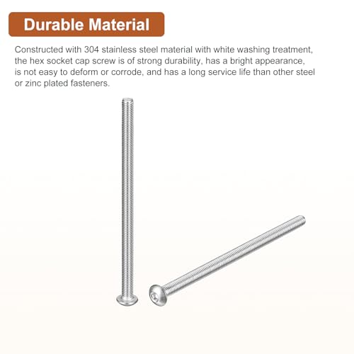 DTGN M5-0.8x90mm Button Head Socket Cap Screws - 10Pack - Good for Machine - 304 Stainless Steel 18/8 - Hex Drive Full Thread Fasteners - Image 3