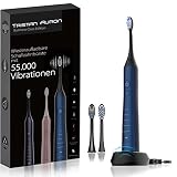 Tristan Auron Schallzahnbürste mit 55.000 Schwingungen - IPX7 Wasserdicht - 60 Tage Akku - 5 Modi + inkl. 2 Ersatzbürsten + Ladestation für elektrische Zahnbürste Business Edition (Blau)