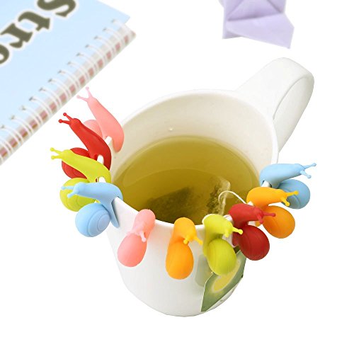 Nash-Design 10 Pieces Cute Snail Shape Silicone Tea Bag Holder (Candy Colors) #TOP5