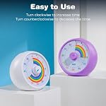 Visual Timer for Kids, 60-Minute Countdown for Classroom Office Kitchen, Desk Timer Kids Time Management Tools with Silent Operation, Pomodoro Timer Rainbow Pattern Purple - Image 3