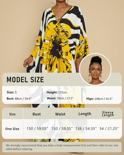Image of Bsubseach Women Floral Print Kaftan Dresses Plus Size Bathing Suit Cover Up Moo Moos Caftan Beach Dress for Swimwear Summer