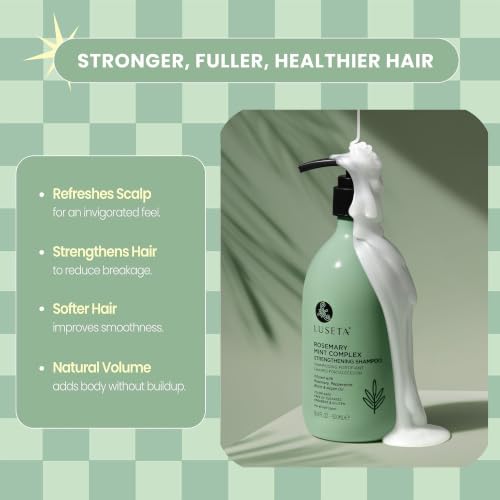 Image of LUSETA Rosemary Mint Strengthening Shampoo for All Hair Types 16.9 Oz | Refreshing Care, Frizz Control, Lightweight Moisture, Smooth Finish, Easy Detangling, Sulfate Free