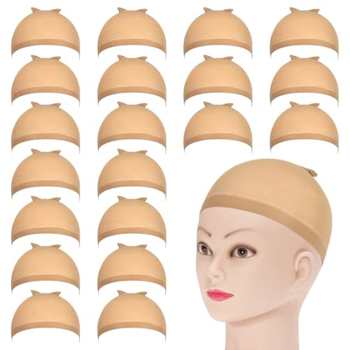 SYEYCW 20 Piezas Redecilla para el Pelo, Casquillos de Nylon Elástico y Transpirable, Gorros de Media para Peluca, Ideal para Pelucas y Disfraces, para Usar Pelucas Larga y Corta, para Hombre y Mujer