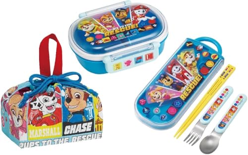 スケーター(Skater) パウ・パトロール 25 抗菌 食洗機対応 ふわっとフタタイトランチボックス 小判型 お弁当箱 360ml トリオセット (箸/スプーン/フォーク) ランチ巾着 パウパトロール キッズ こども キャラクター ふんわり ふわっと タ