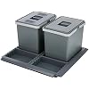 Poubelle Tri Sélectif Elletipi PTC28 - Pour Tiroir Cuisine - 2x15L - Couvercle Anti-odeurs - Plastique