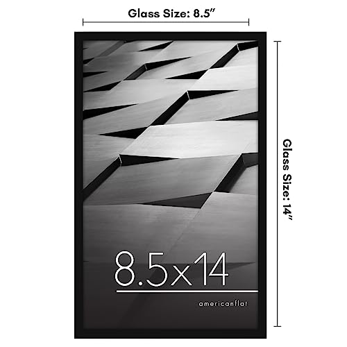 Americanflat 8.5x14 Picture Frame with Shatter-Resistant Glass - Streamline Collection - Thin Border Picture Frame for Wall Display - Hanging Hardware Included - Black