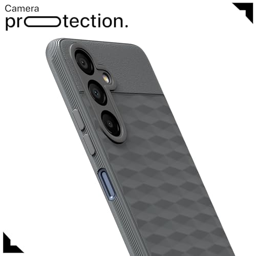 Image of Pikkme Back Cover for Samsung Galaxy F15 5G / Samsung Galaxy M15 5G Camera Protection 3D Hexa Cube Design Silicone Protective Bumper Case (Grey)