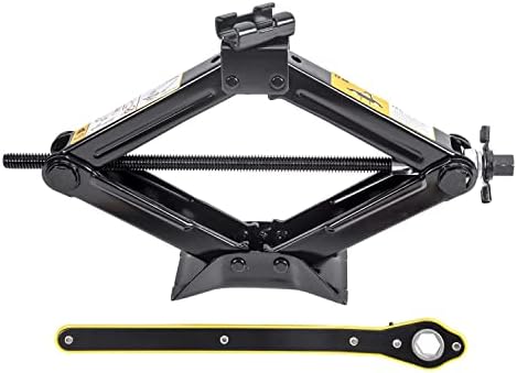 LEADBRAND Scissor Jack 1.5 Tons(3,307 lbs) Capacity Ratchet Handle Saving Strength Design