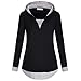 Produktbild Hoodie Kleid Damen V-Ausschnitt Lose Langarm Neu Patchwork Kapuzen Oberteile Herbst Casual Tasche Kapuzenpullover Freizeit Kleid Tops L