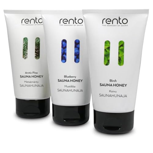 Rento Saunahonig-Creme 3er Set Blueberry Arctic Pine Birch - Feuchtigkeitsspendendes Exfoliant-Peeling für Sauna & Dampfbad - Biologisch abbaubar - 3x 150 ml - 100% Made in Finland