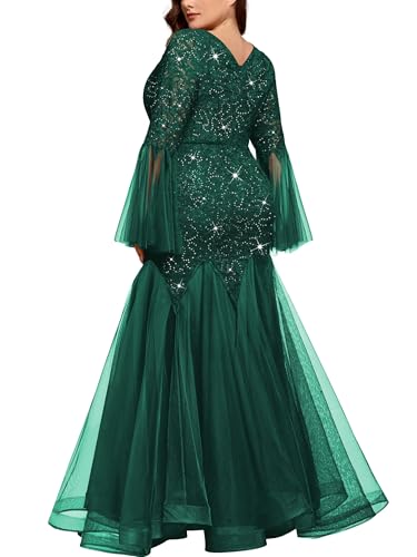 Image of MISSMAY Women's Plus Size Formal Evening Gowns Sequin Mermaid Tulle Dresses
