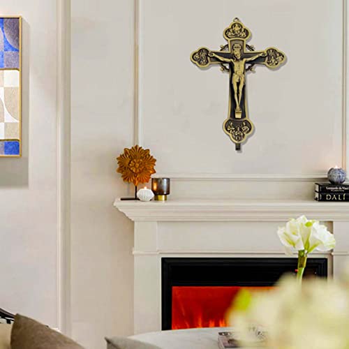 Jesus Altar Table Cross,Religious Crucifix Wall Decor with Stand,Metal Christian Wall-Mounted Ornament for Prayer,Catholic Ornaments - Thumbnail 5