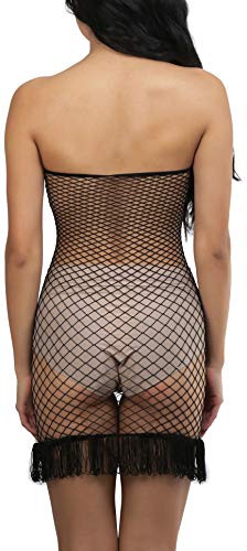 Image of ToBeInStyle Women's Stretch See Through Fishnet Novelty Mini Rave Party Dress