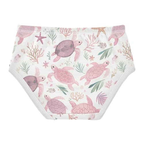 Wusikd Pink Sea Turtles Girls' Underwear Cotton Starfish Girls Briefs Soft Toddler Underwear 2T2