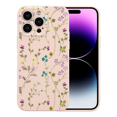 Image of RALEAVO Floral Case for iPhone 13 Pro Max, Flower Branch Pattern Design Cute Cover Case for Girls Women Slim Thin Soft Silicone Shockproof Anti-Slip Phone Case for iPhone 13 Pro Max (6.7 inch),Pink | for iPhone 13 Pro Max Case with Cute Flower Branch Pattern Design,Pretty Case for Girls Women,Soft Silicone Shockproof Cover