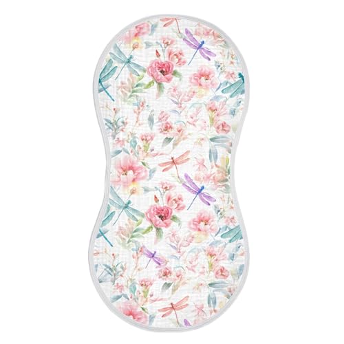 xigua Watercolored Flowers Baby Burp Cloths for Newborn Boys and Girls 4 Pack, Soft & Absorbent Cotton Baby Burp Cloth, Baby Washcloths, Newborn Towel, Burp Rags