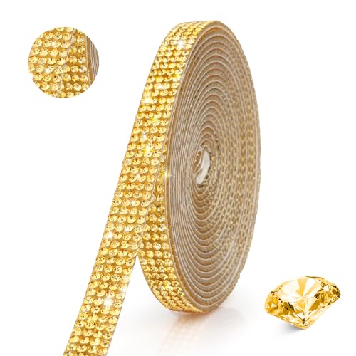 Brillantini Adesivi, Strass Termoadesivi Per Tessuti e Scarpe, Nastro Oro Decorativo Per Artigianato, Autoadesivo Con Strass