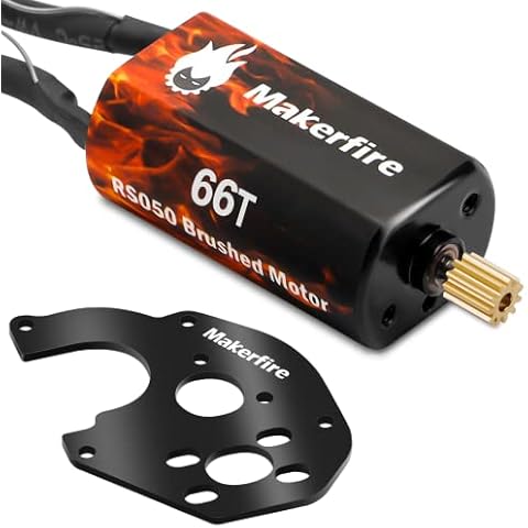 RC Motor 050 66T Brushed Motor with Mount and Big Metal Gear for SCX24 Gladiator Bronco C10 JLU Deadbolt B17 Axial 1/24 Crawler Upgrade Parts (66T, 1) Cover