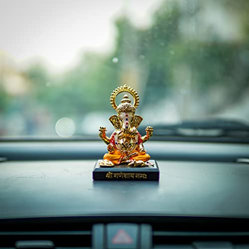 Image of Resin Ganesha Statue - Premium Ganpati Idol Decorative Showpiece Murti for Pooja Temple Home Entrance Decor Diwali Gift Multicolor (2.5X2X3.5 Inch)