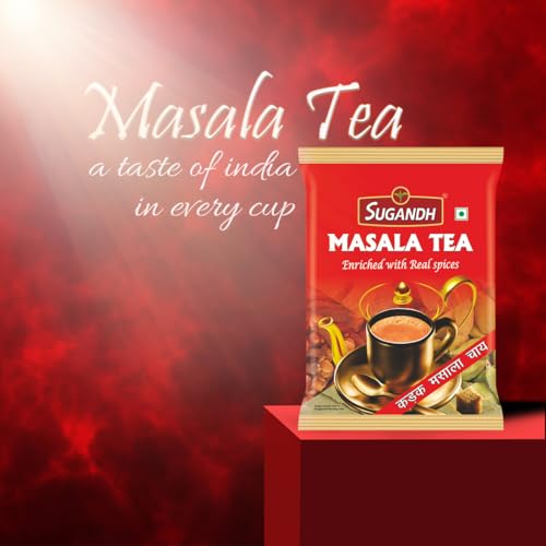 Image of Sugandh Masala Tea | 200G X4 | Pack of 4| 800G| Made with Real Spices - Ginger, Cardamom, Cloves, Black Pepper | 100% Natural Ingredients | A Perfect Premium Cup of Tea for Chai Lover