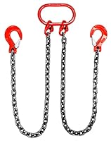 QWORK® 3T hebeschlinge Kettengehänge - 1M - 2 Strang - G80 Manganstahlkette (8mm) - Haken aus Hochfestem Legiertem Stahl