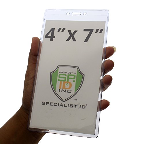 Bulk 100 Pack - Extra Large 4 1/8 X 7 1/2 Ticket & Badge Holder - Heavy Duty Clear Plastic 4 X 7 Card Insert Protector for Sports Tickets, Press Passes and Name Badges by Specialist ID - Thumbnail 2