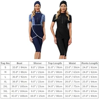 IMEKIS Dames moslim badmode 3-delig hoofddoek bescheiden badpak islamitische bourkini badpak lange mouwen zwemtop met broek hijab full-body zwempak, zwart 7, XL