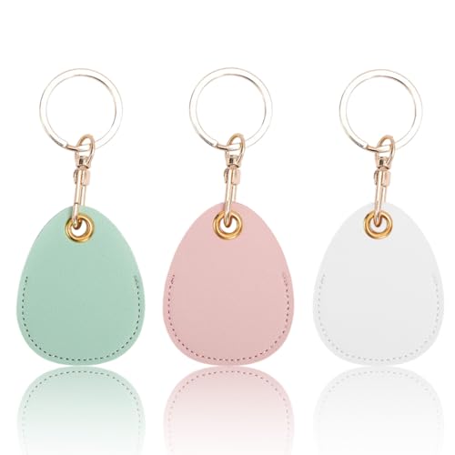 AUEFUDQ 3pcs Airtags Portachiavi in PU Pelle, Porta Air Tag per GSP Apple, Airtag Cover per Chiavi Zaini e Animale, Portatile, Anti-graffio, Mantiene un Segnale Forte.