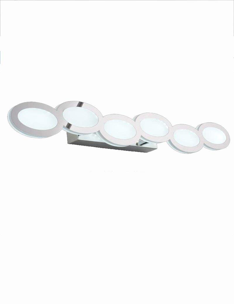 MU Inicio Baño Espejo Faros Led Acero Inoxidable Impermeable Antivaho Espejo Luz Delantera Cuarto de baño Espejo Moderno Bombilla Delantera incluida, Espejo Faro