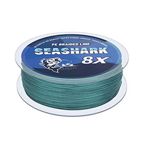 Seashark Braided Fishing Line Color Never Fade 8 Strands Super Strong PE Fishing Line Abrasion Resistant Fishing Wire Zero Stretch Multiple Colors 6lb to 80lb