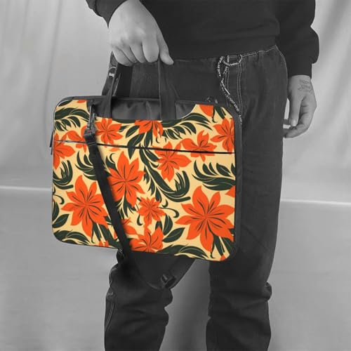 Housse ordinateur 15,6 pouces rembourrée à motif fleurs oranges