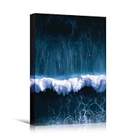 Canvas Wall Art Coastal Aerial View Beach Beach Blue Coastal Cool Photography Relax/Calm - 12x18 inches