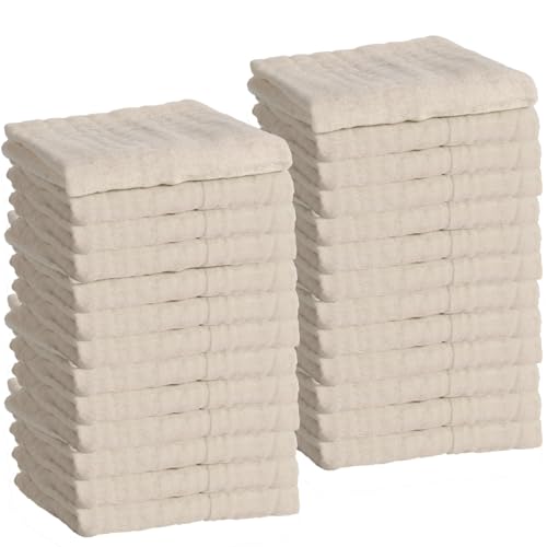 Image of Chumia 20 Packs Muslin Baby Burp Cloths Set Large 20 x 10 Inch Cotton 6 Layers Burp Cloths Baby Boy Newborn Washcloths Infant Burp Wipe Soft Absorbent Baby Towel for Boys and Girls(Beige)