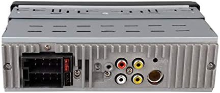 Rear view of the LeftSuper JSD-520 Car MP3 Stereo showing wiring harness and RCA outputs