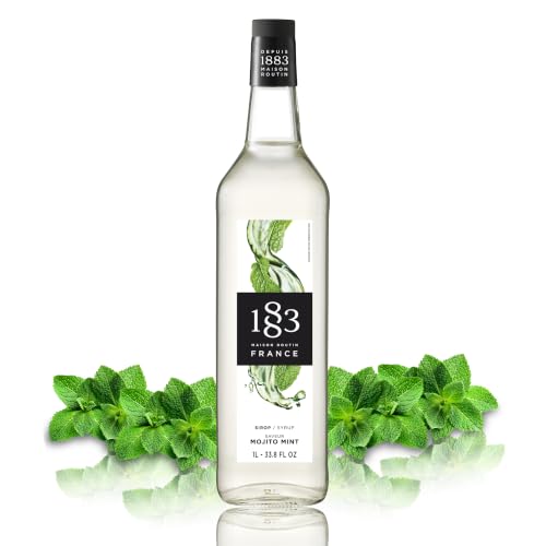 1883 Mojito Mint Syrup for Drinks, Made in France, 1 Liter Plastic Bottle