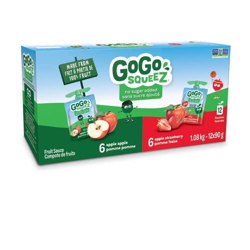 GoGo squeeZ Sachets de compote de pommes non sucrés, paquet varié