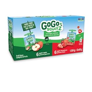 GoGo squeeZ Fruit Sauce Variety Pack, Apple, Strawberry, No Sugar Added. 90g per pouch, Pack of 12
