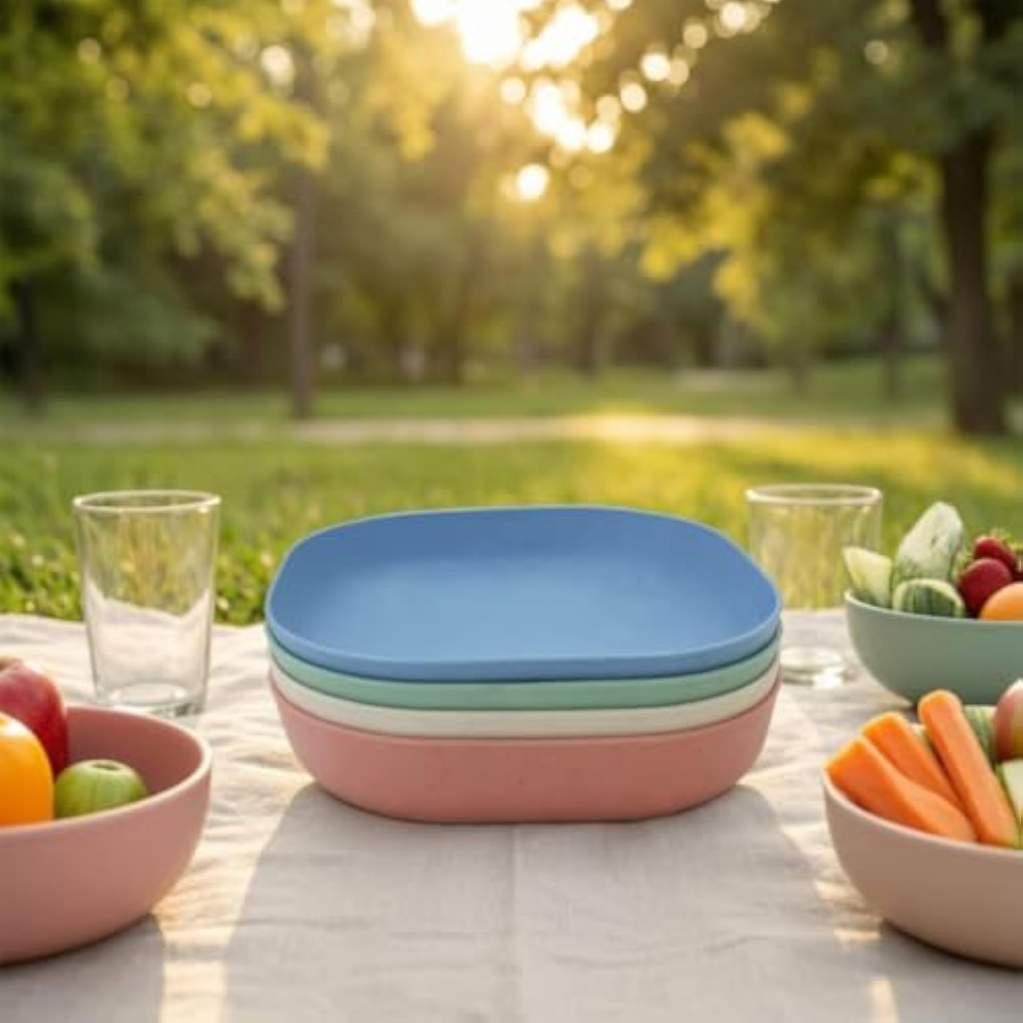 4 Pieces Eco-Friendly Dish with Cup Holder