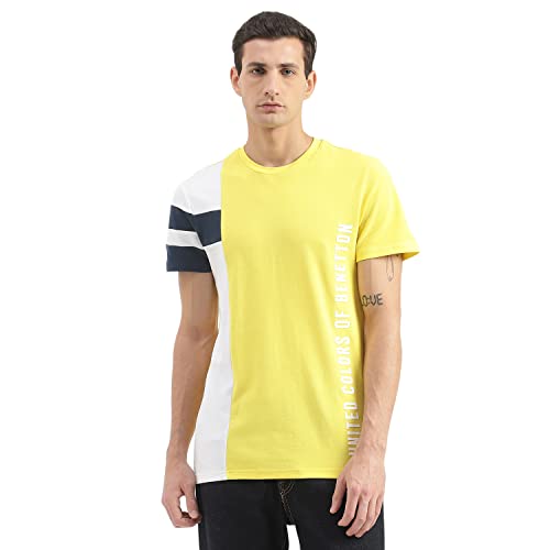 Image of UNITED COLORS OF BENETTON Men's Cotton Printed Regular Fit T-Shirt