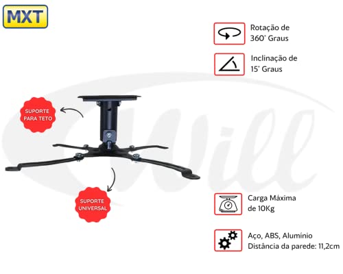 Suporte Para Projetor Universal Preto - MXT AR-PMA101
