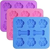 3 Pack Puppy Dog Paw and Bone Silicone Molds, Non-Stick Food Grade Silicone Molds Cookie Cutters for Chocolate, Candy, Jelly, Ice Cube, Dog Treats