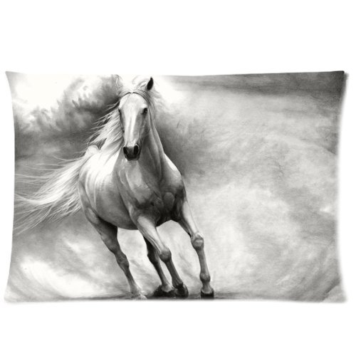 Pillowcase 123 Corriendo Caballo Rectangular de Cama Fundas de Almohada 20u00a0x 30u00a0(Doble Lados)