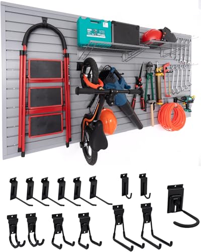 Garage Slat Wall Paneling with Hooks and Accessories