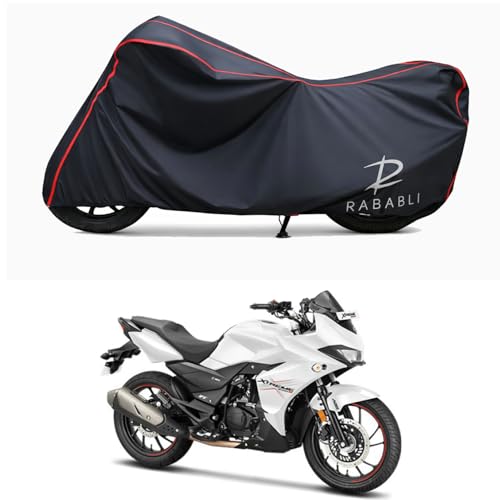 Image of Waterproof Bike Body Cover Compatible for | Hero Xtreme 200S | Taffeta Fabric, Red Piping Design, Bottom Elastic Fit | Dustproof, Sun UV & Rain Protection for All Bikes