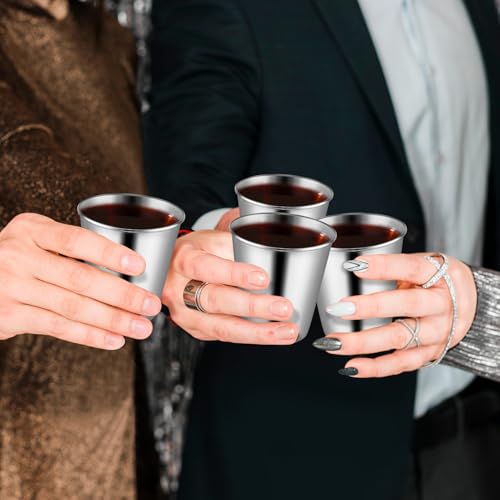 GCTWFYK 8 Pcs Stainless Steel Shot Glasses, 2.36 Ounce Metal Shot Glasses, Small Reusable Unbreakable Silver Shot Cups Barware Drinking Vessel Tumbler for Bar Home Restaurant Travel